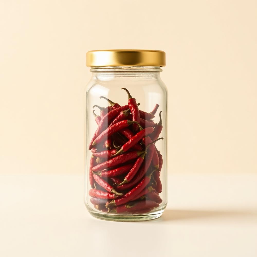 AshaPure whole dried red chillies in a reusable glass jar