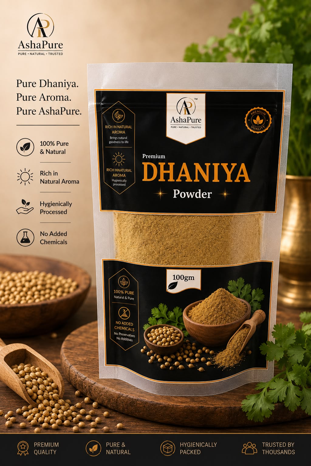AshaPure Premium Dhaniya coriander powder 200 g pouch