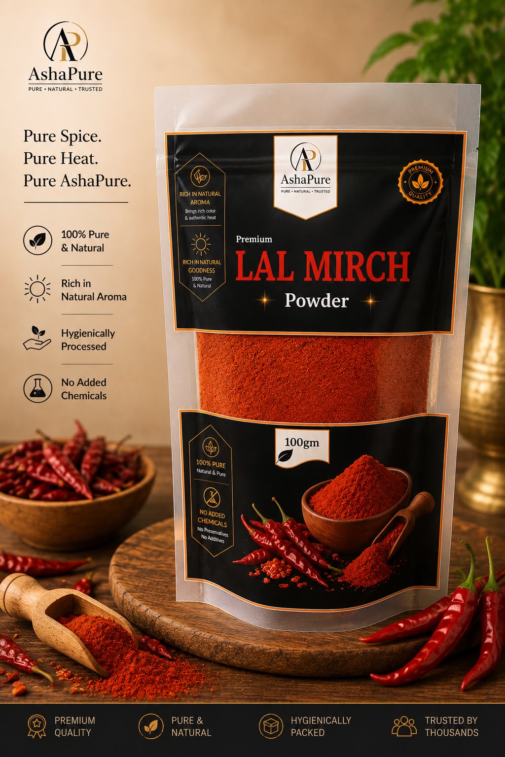 AshaPure Premium Lal Mirch red chilli powder 200 g pouch